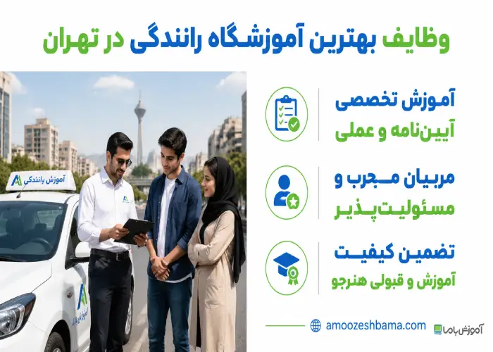وظایف بهترین آموزشگاه رانندگی در تهران