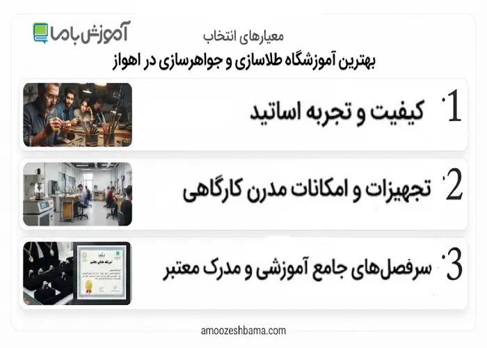 معیارهای انتخاب بهترین آموزشگاه طلاسازی و جواهرسازی در اهواز 