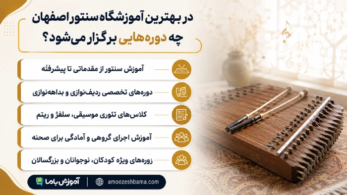 در بهترین آموزشگاه سنتور اصفهان چه دوره‌هایی برگزار می‌شود؟