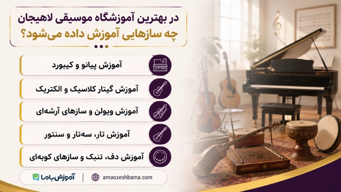 در بهترین آموزشگاه موسیقی لاهیجان چه ساز هایی آموزش داده میشود؟