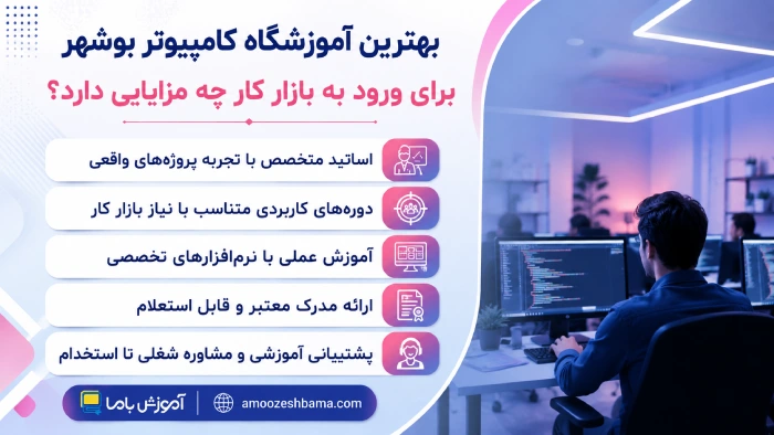 بهترین آموزشگاه کامپیوتر بوشهر برای ورود به بازار کار چه مزایایی دارد؟
