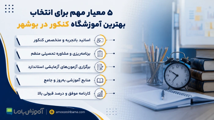 ۵ معیار مهم برای انتخاب بهترین آموزشگاه کنکور در بوشهر
