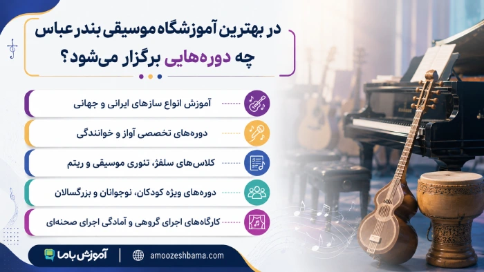 در بهترین آموزشگاه موسیقی بندرعباس چه دوره هایی برگزار میشود؟