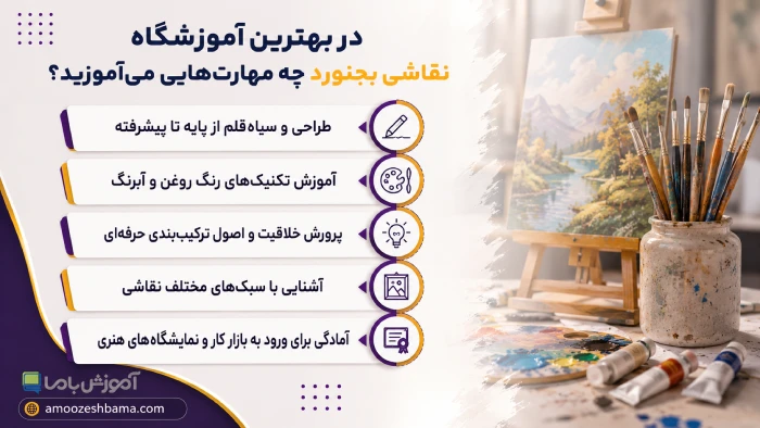 در بهترین آموزشگاه نقاشی بجنورد چه مهارت‌هایی می‌آموزید؟